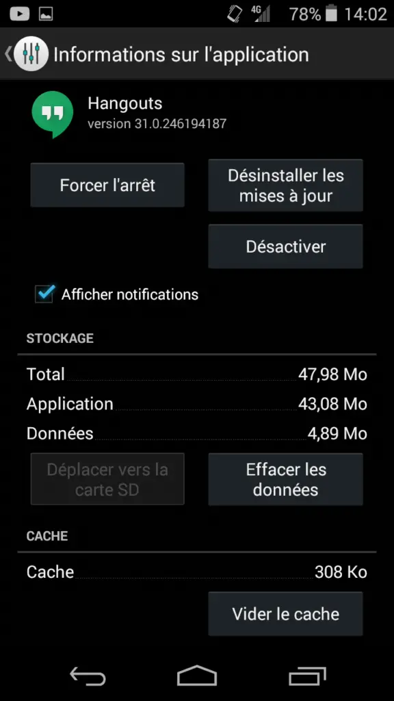 annuler mise à jour application play store