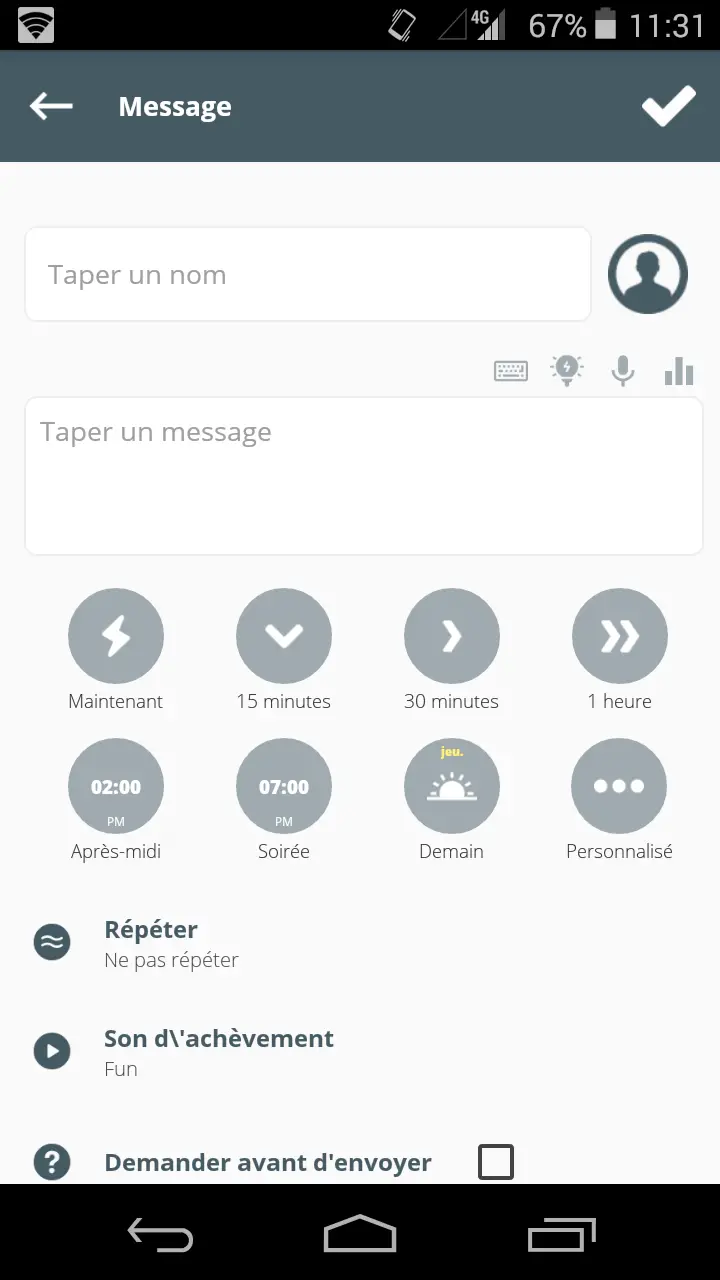 comment faire un message programmé sur android