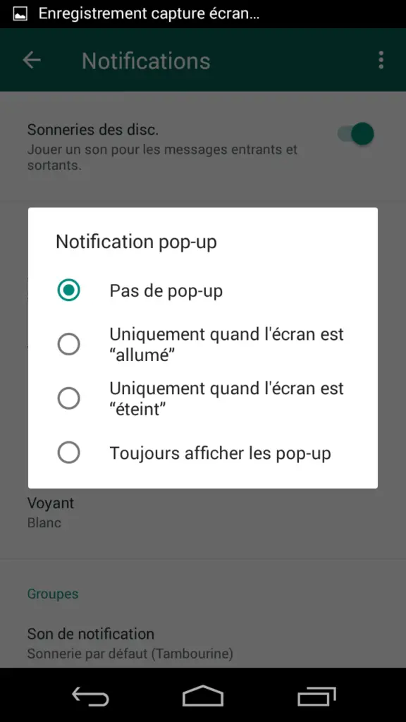 supprimer pop up whatsapp android

