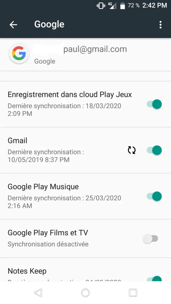 Problème de notifications sur l'application Gmail Android