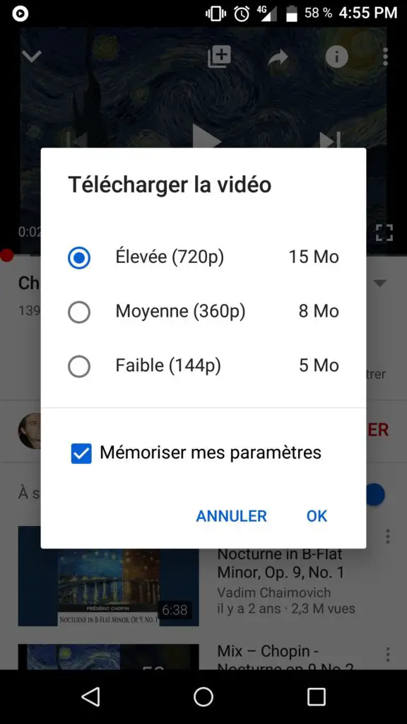 Télécharger une vidéo YouTube sur Android avec l'abonnement Premium