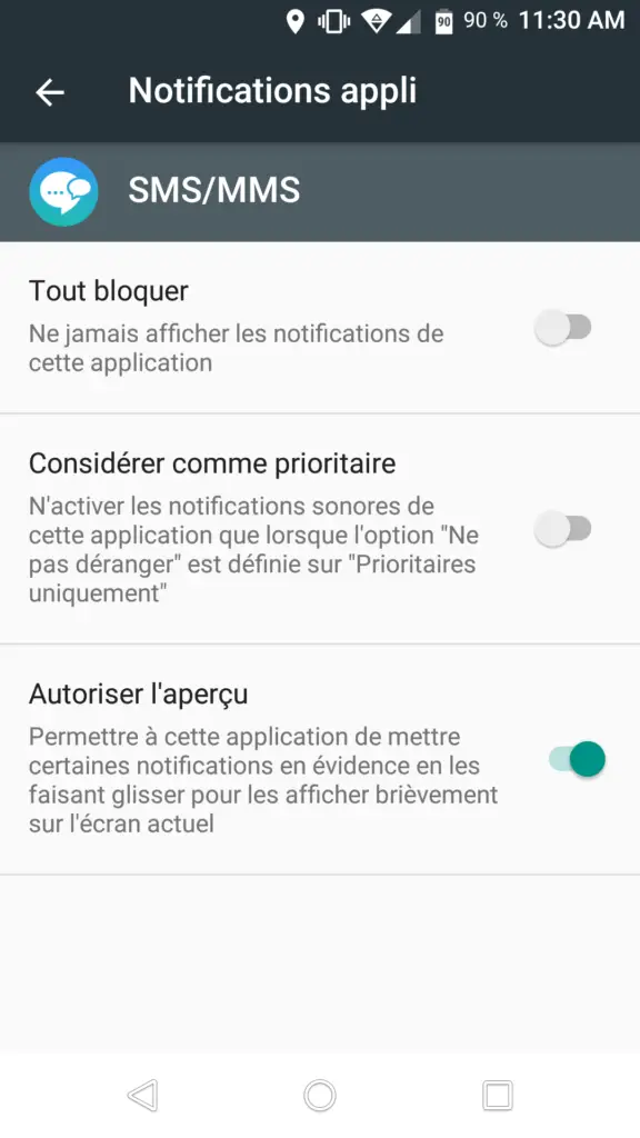 notifications application mseeage