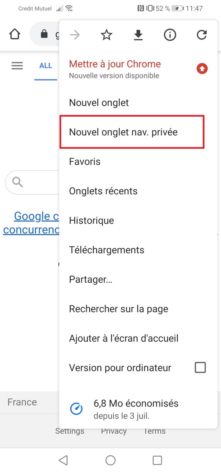 comment mettre la navigation privée sur iphone