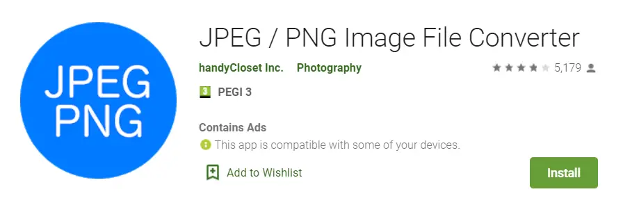 application convertisseur de fichier PNG en JPG