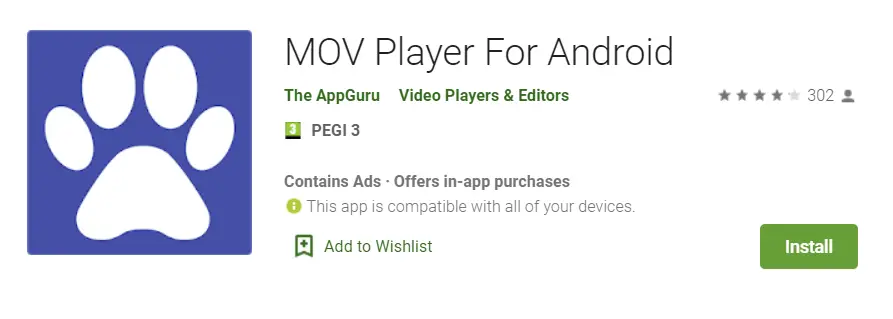 Télécharger mov player pour lire fichier MOV sur android